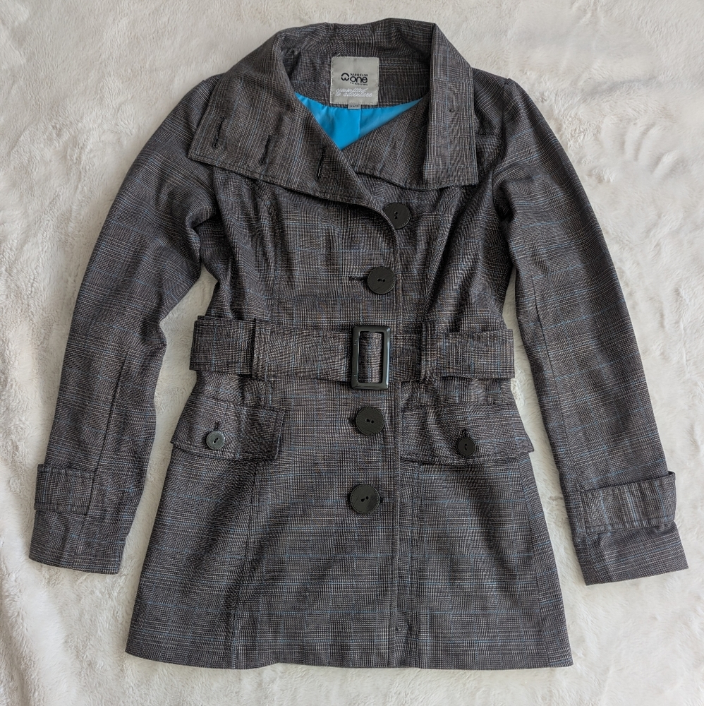 Warehouse One Short Belted Trench Coat, Size XS
